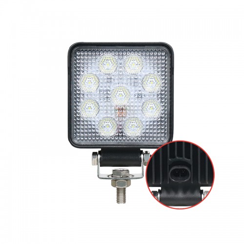 High-Powered Square Work Lamp w/ AMP Connector Socket
