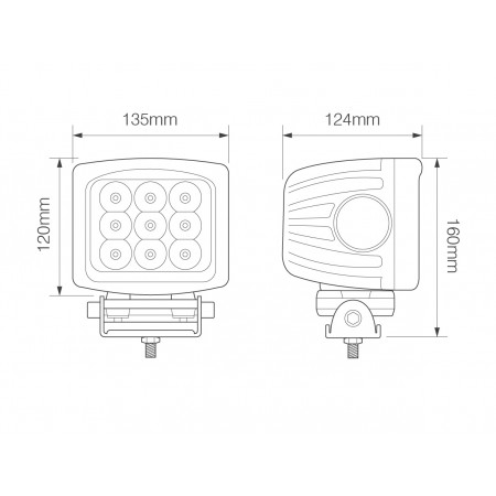 Large Square 9 x 10W LEDs Work Lamp