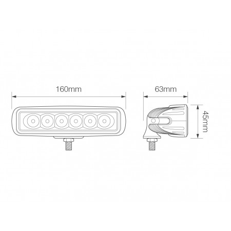 Rectangular 6 x 1.5W LEDs Work Lamp