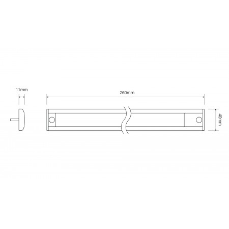12V - 260mm Interior Strip Lamp W/ Touch Switch - Silver Aluminium