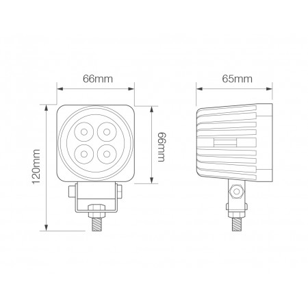Small Square 1 x 10W LED Work Lamp