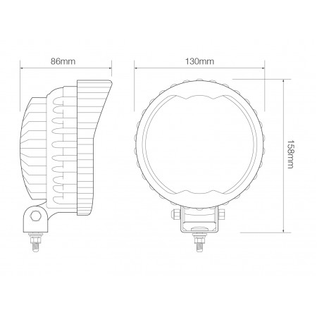 Round Work Lamp – Black – 12V