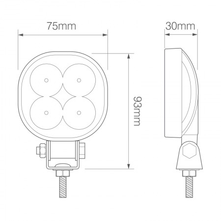 Compact Round Work / Reverse Lamp - R23 Approved