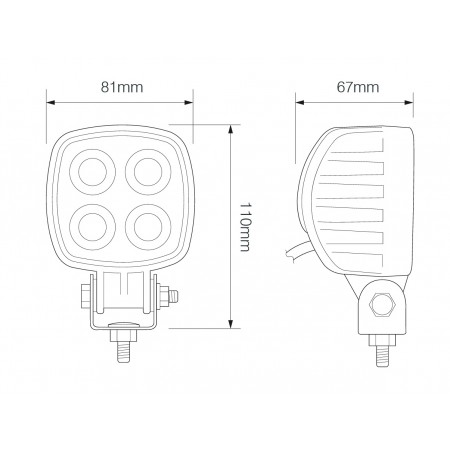 Compact Square Work Lamp - White