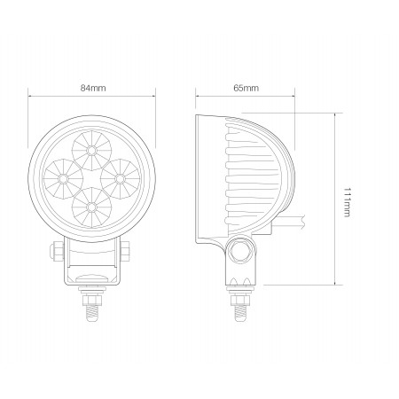 Compact Round Work Lamp – Black