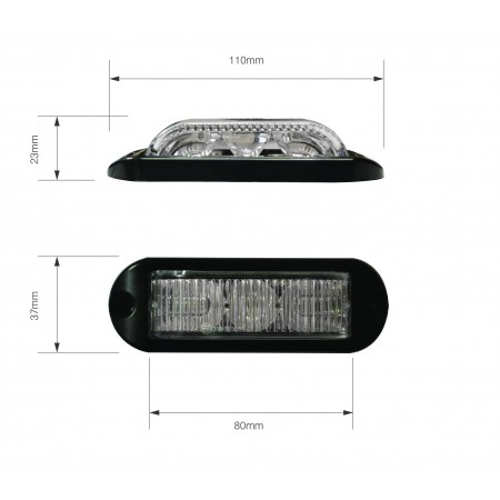 3-LED Red Warning Lamp