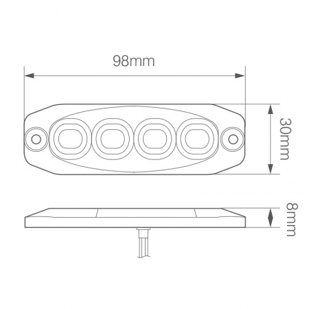 R10 Low-Profile 4-LED White Warning Lamp