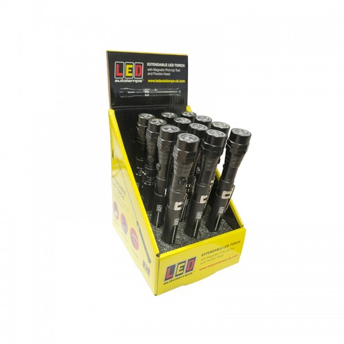 Extendable LED Torch - 12-Torch Counter Pack